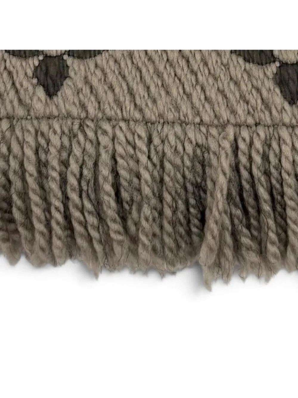 Louis Vuitton Echarpe Logo Mania Monogram Wool Silk Scarf with Fringe Gray